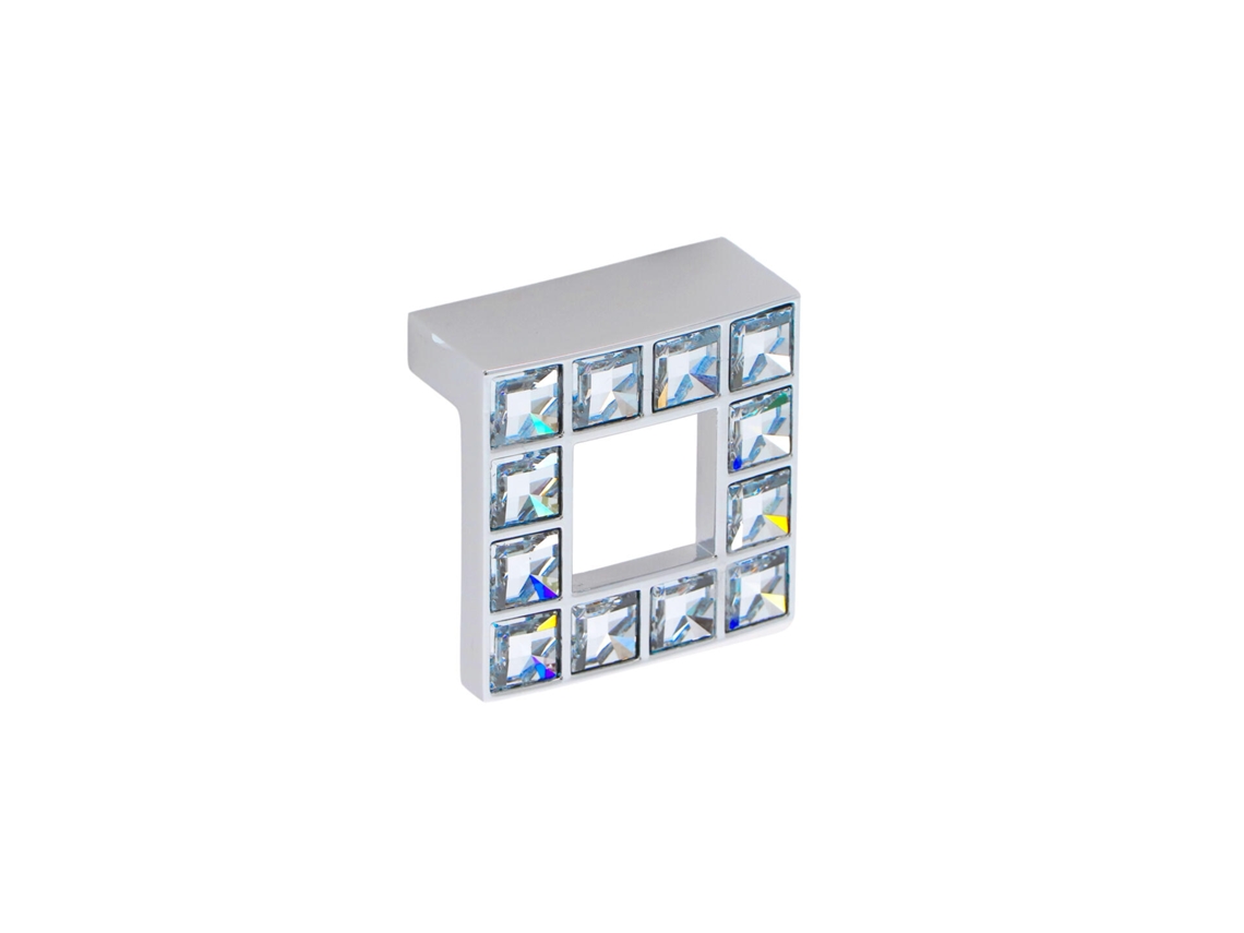 Puxador para Móveis HARDWAREXCHANGE em Zamac e Cristal com distância entre centros de 32mm, Cromado Polido, conjunto de 25