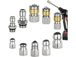 Bocal De Hidrojateamento Para Esgoto, Bicos Para Lavadora De Alta Pressão, Conjunto De Limpeza Com 10 Peças, Aço Inoxidável