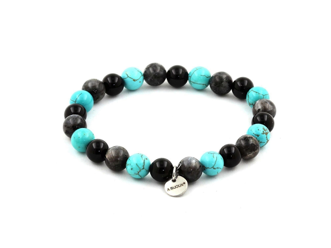 Pulseira De Contas De Labradorita Ágata Preta Turquesa 8 Mm Nostalgia88