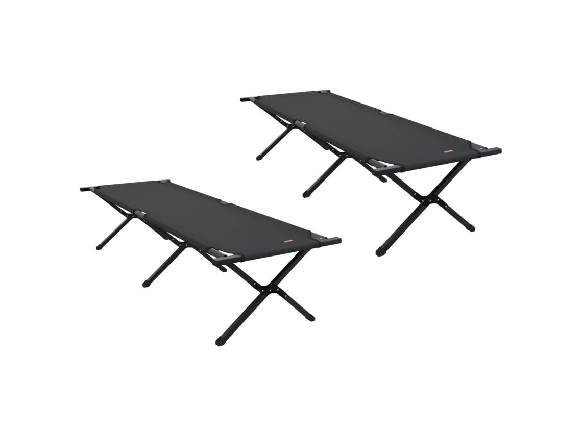 Conjunto 2 Cama Dobrável Vidaxl Preto Oxford (193 X 69 X 45 Cm)