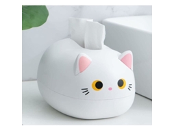 Caixa De Lenços Em Formato De Gato, Organizador De Lenços Com Porta Palitos Aquaforge (branco)