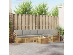 Vidaxl Conjunto De Sofás Para Exterior 7 Pcs Branco E Cinzento-claro