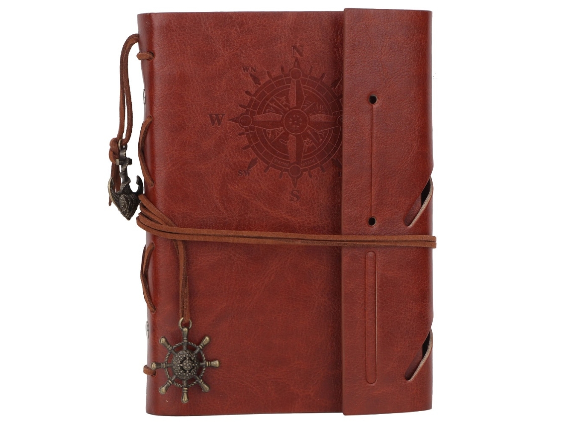 Lurelia Caderno Em Couro Pu, Vintage, Castanho
