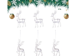 Decorações Natal 6 Peças Varetas Acrílico Transparente Enfeites Árvore Festas Inverno Decoração Ambientes GOKOCO