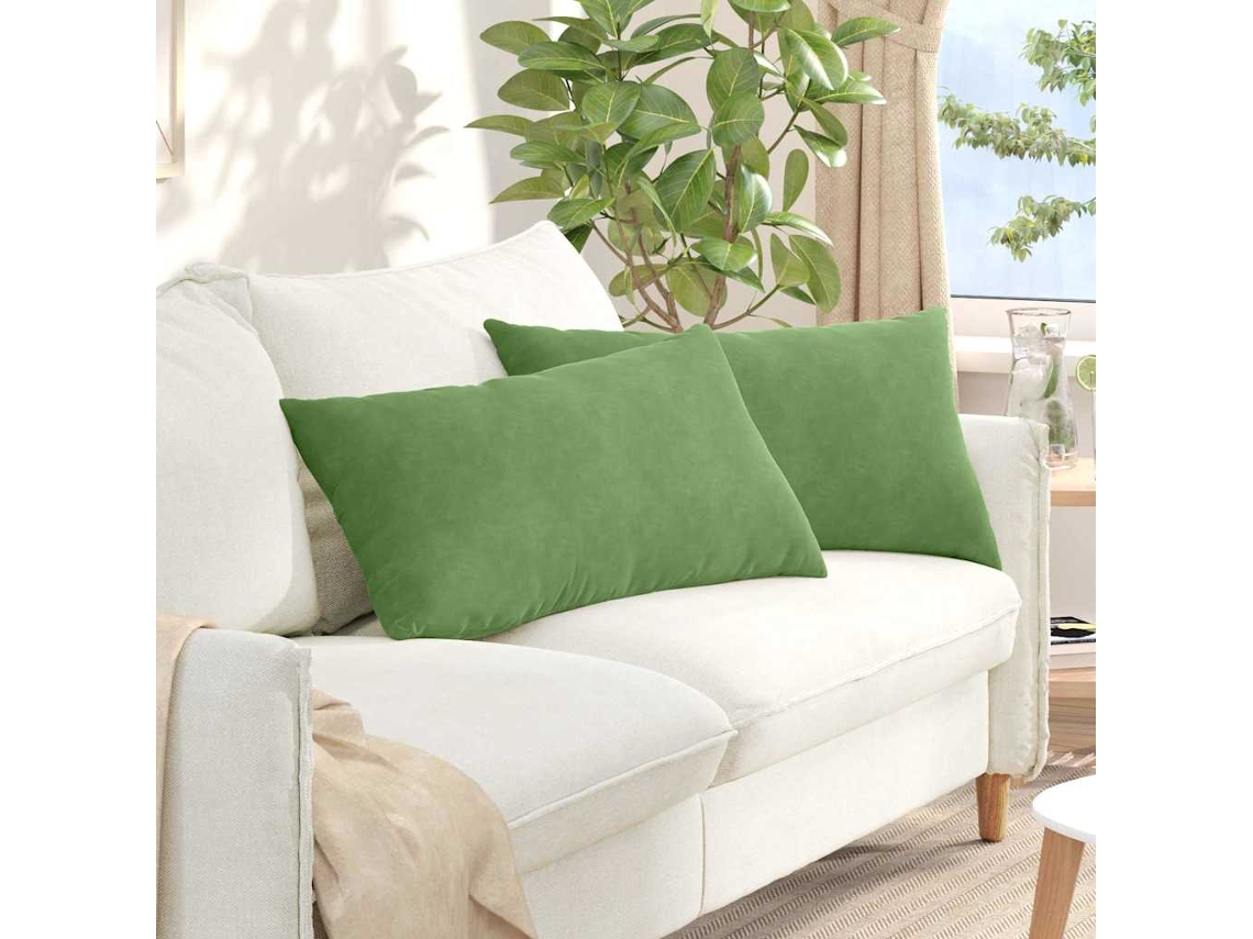 Vidaxl Travesseiros De Sofá 2 Pcs Verde Claro 80 X 40 Cm