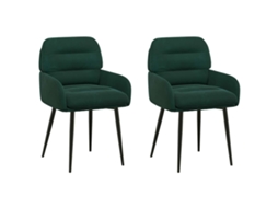 Conjunto 2 Cadeira De Jantar Vidaxl Verde Veludo (59 X 59,5 X 90 Cm)