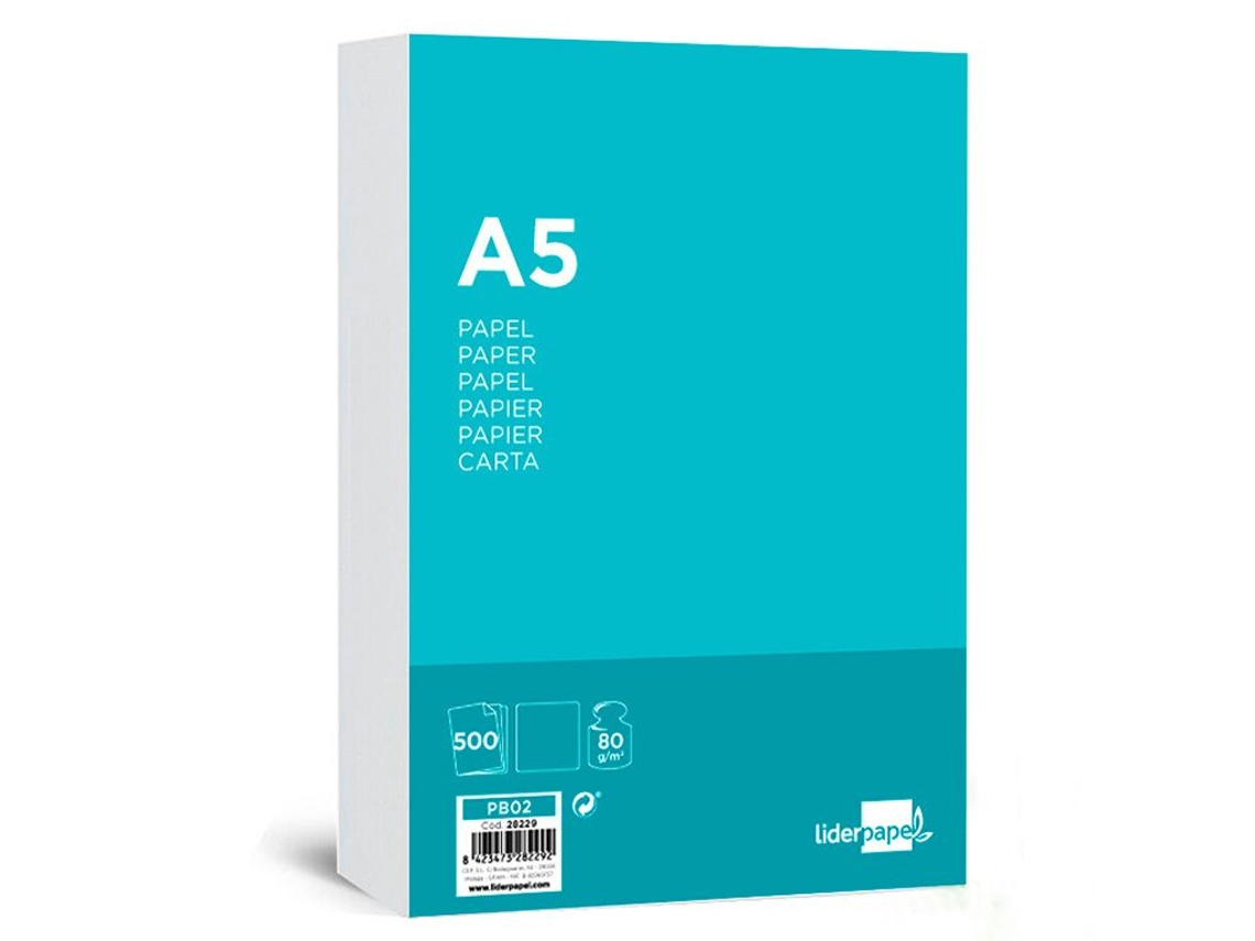 Folhas Lisas Fotocopiadora e Escrita LIDERPAPEL A5 90 G/M² (Branco)