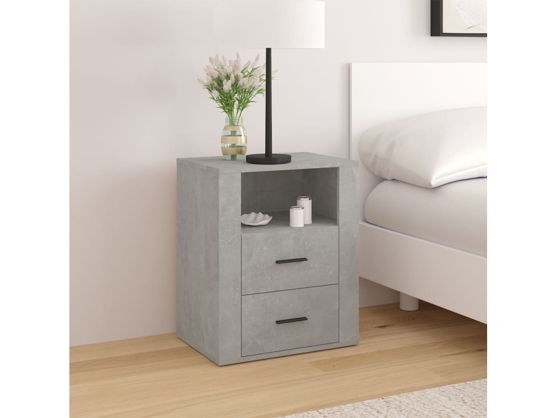 Vidaxl Mesa De Cabeceira 50x36x60 Cm Derivados Madeira Cinza Cimento