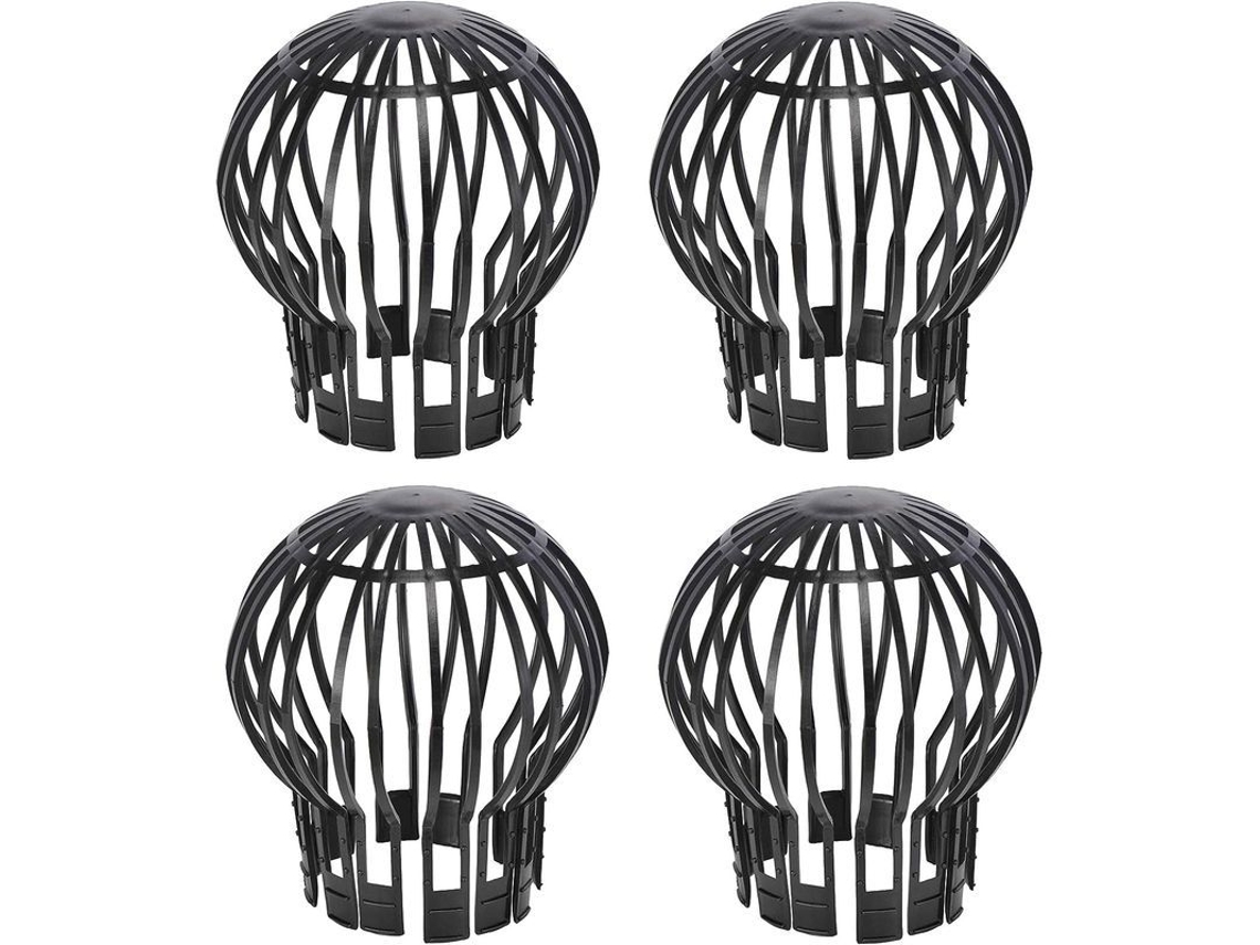 Conjunto De 4 Protetores De Canaletas Plásticas Negras 13,2 Cm X 14,5 Cm Para Drenagens