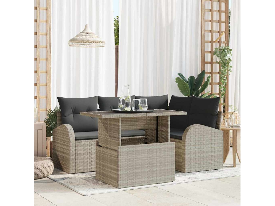 Vidaxl Conjunto De Sofá De Jardim Com Almofada 5 Pcs Cinzento-claro