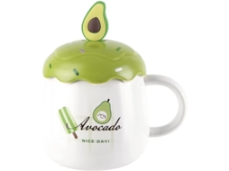 Caneca de cerâmica Nova Line com tampa e colher abacate