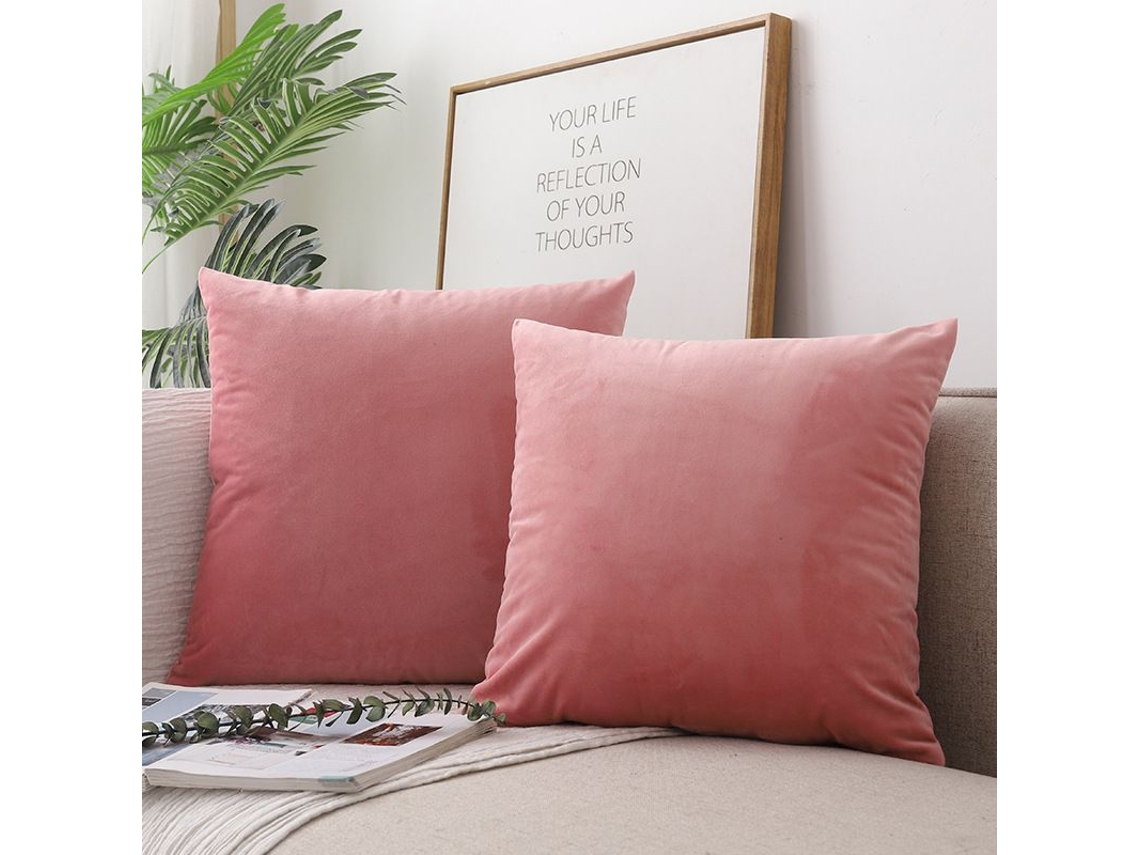 2026 funda de Almofada de Terciopelo Suave, Cor Rosa Claro, 40x40 Cm, Decorativa, Anti arrugas, Sem Recheio