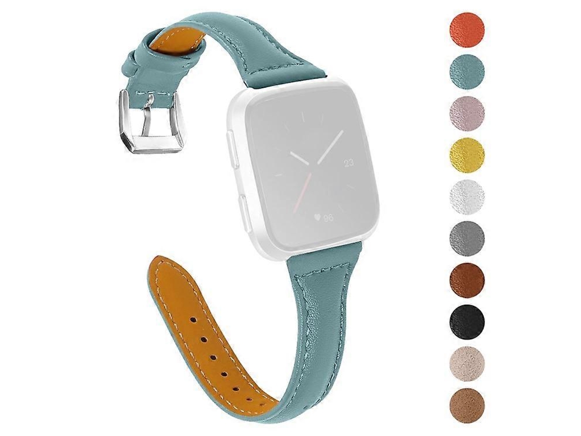 Pulseira de substituição elegante em couro bovino genuíno compatível com Fitbit Versa 2/Versa/Versa Lite/Versa SE/Ebike