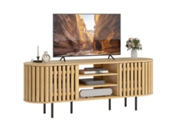 Rack para Tv 60 Polegadas com 2 Portas Ripadas Madeira Natural ZACHARY