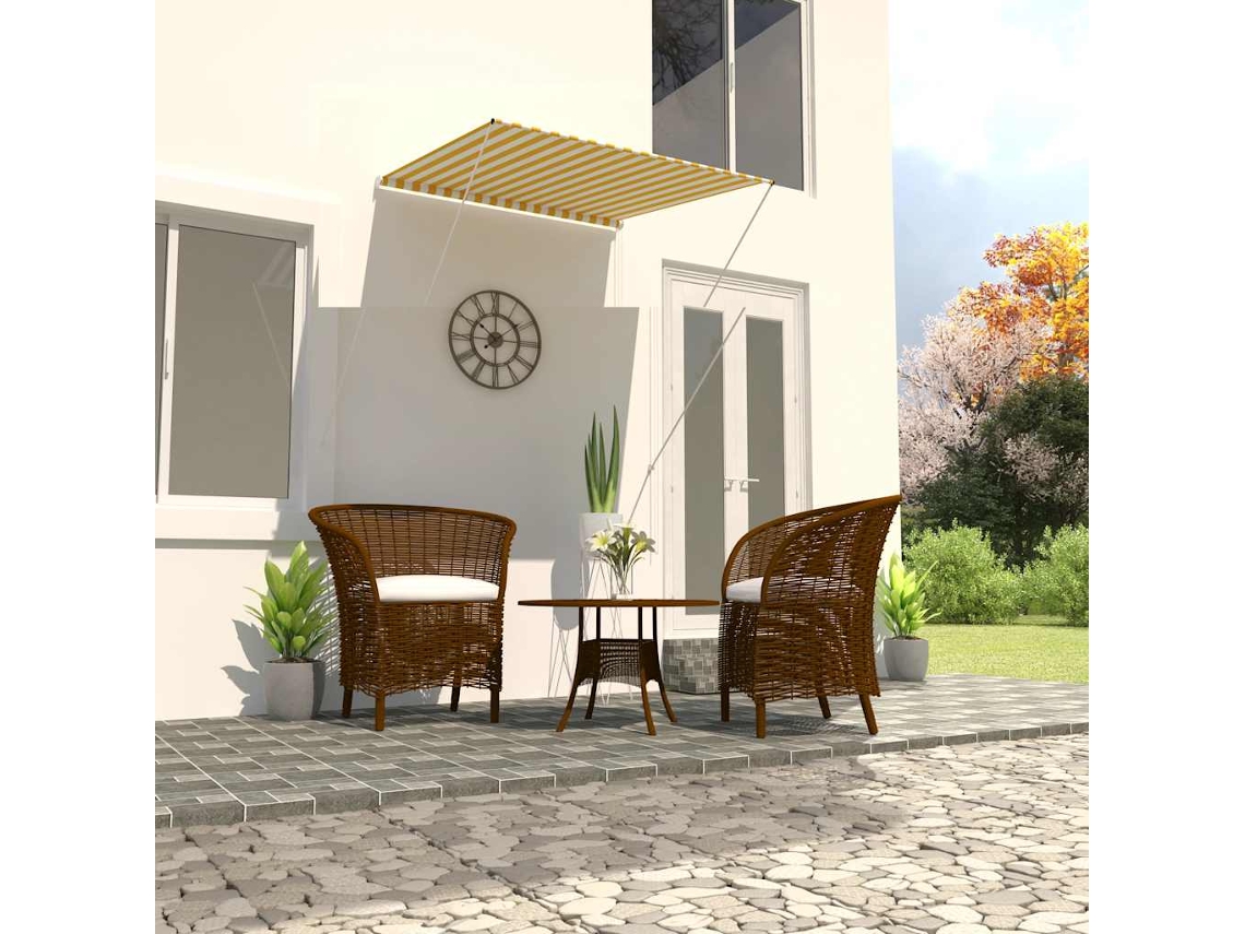 Vidaxl Toldo Retrátil 100x150 Cm Amarelo E Branco