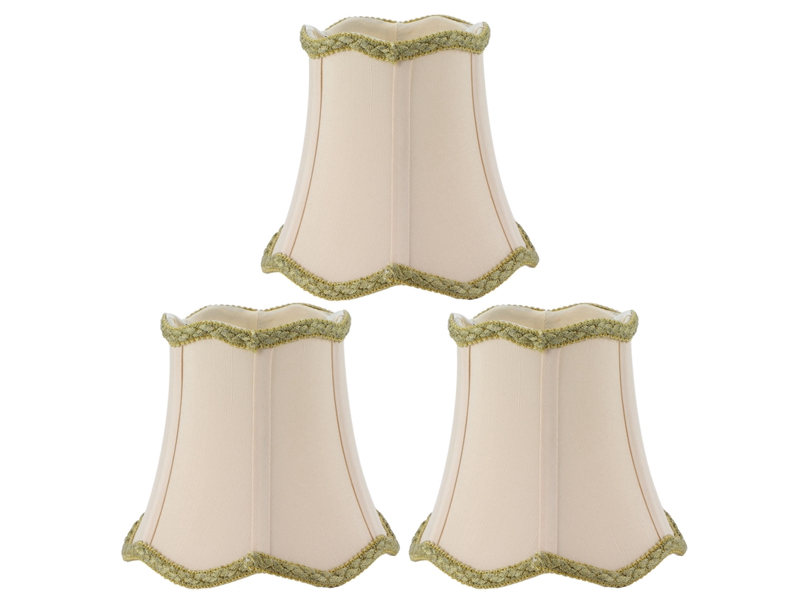 Conjunto de 3 Abajures Modernos Estilo Europeu com Clip on E14 para Lustres, Cor Bege CHABERLU