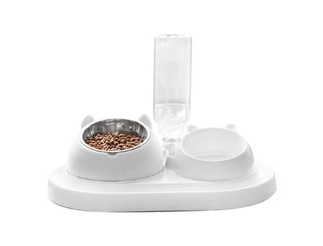 Conjunto de Tigelas Duplas para Cães e Gatos Comedouro com Dispenser Automático Removível KOFIHETY