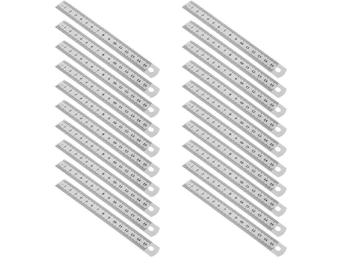 Lurelia Régua De Marcenaria 30 Peças Em Aço Inoxidável 15 Cm Com Escala Dupla E Flexível Para Marcenaria