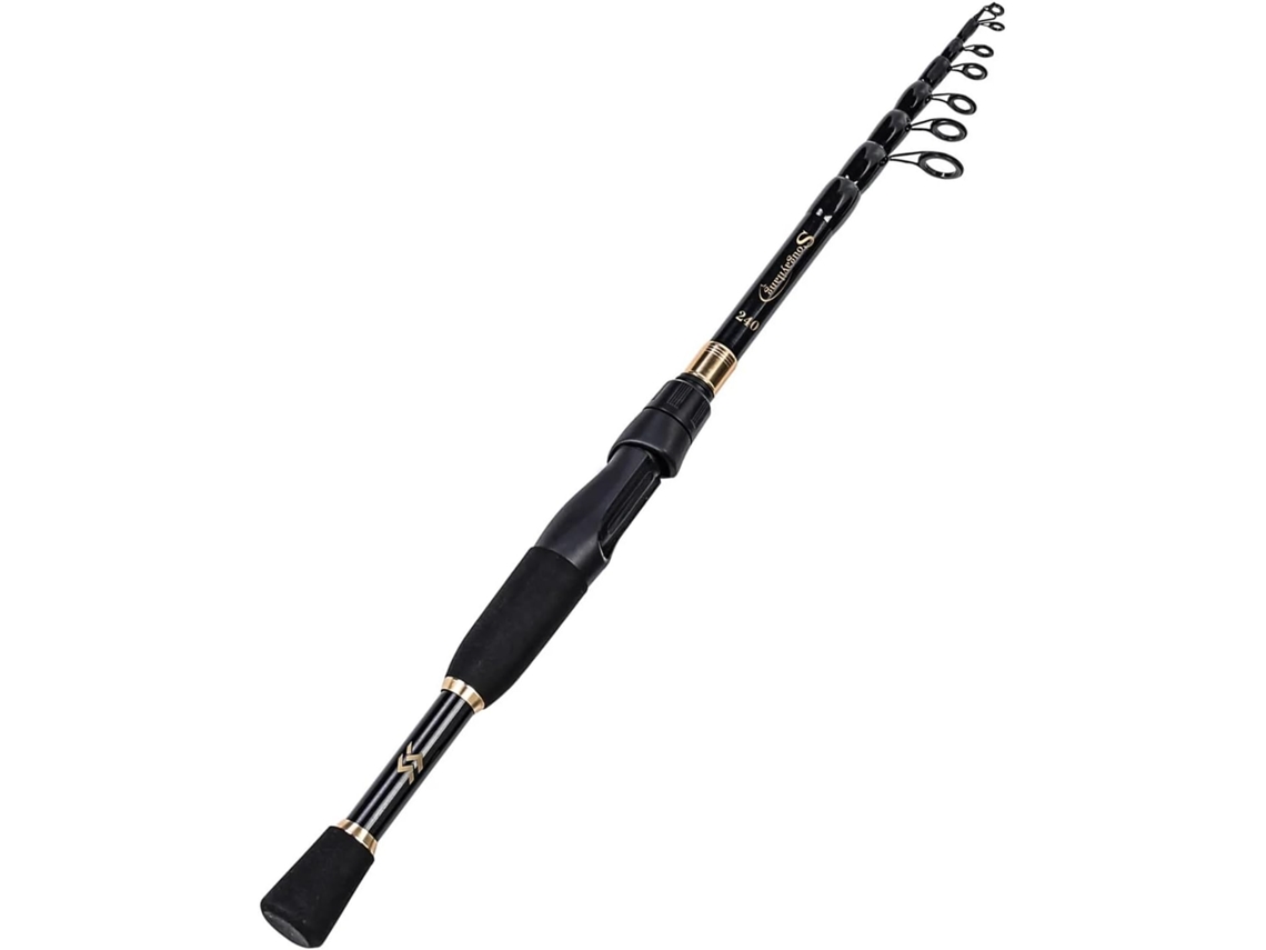 2,4 M Vara Pesca Telescópica Fibra Carbono, ultraleve, durável, fácil, água doce | S/MARCA