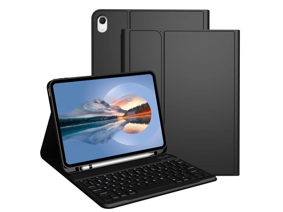 Capa Com Teclado Bluetooth Compatível Com Ipad 5/6 Air 1/2 De 9,7 Polegadas, Cor Preto