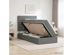 Vidaxl Cama Com Arrumação E Colchão Cinzento-escuro 100 X 200 Cm