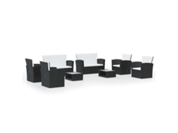 Maison Exclusive - 8 Pcs Conjunto Lounge De Jardim C/ Almofadões Vime Pe Preto