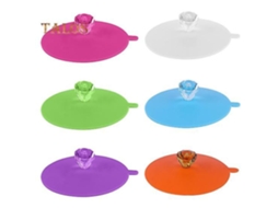 Conjunto De 6 Tampas Para Copos, Canecas E Taças Vinho, Resistentes Ao Calor Multifuncionais, Com Puxador Strass. Aquaforge