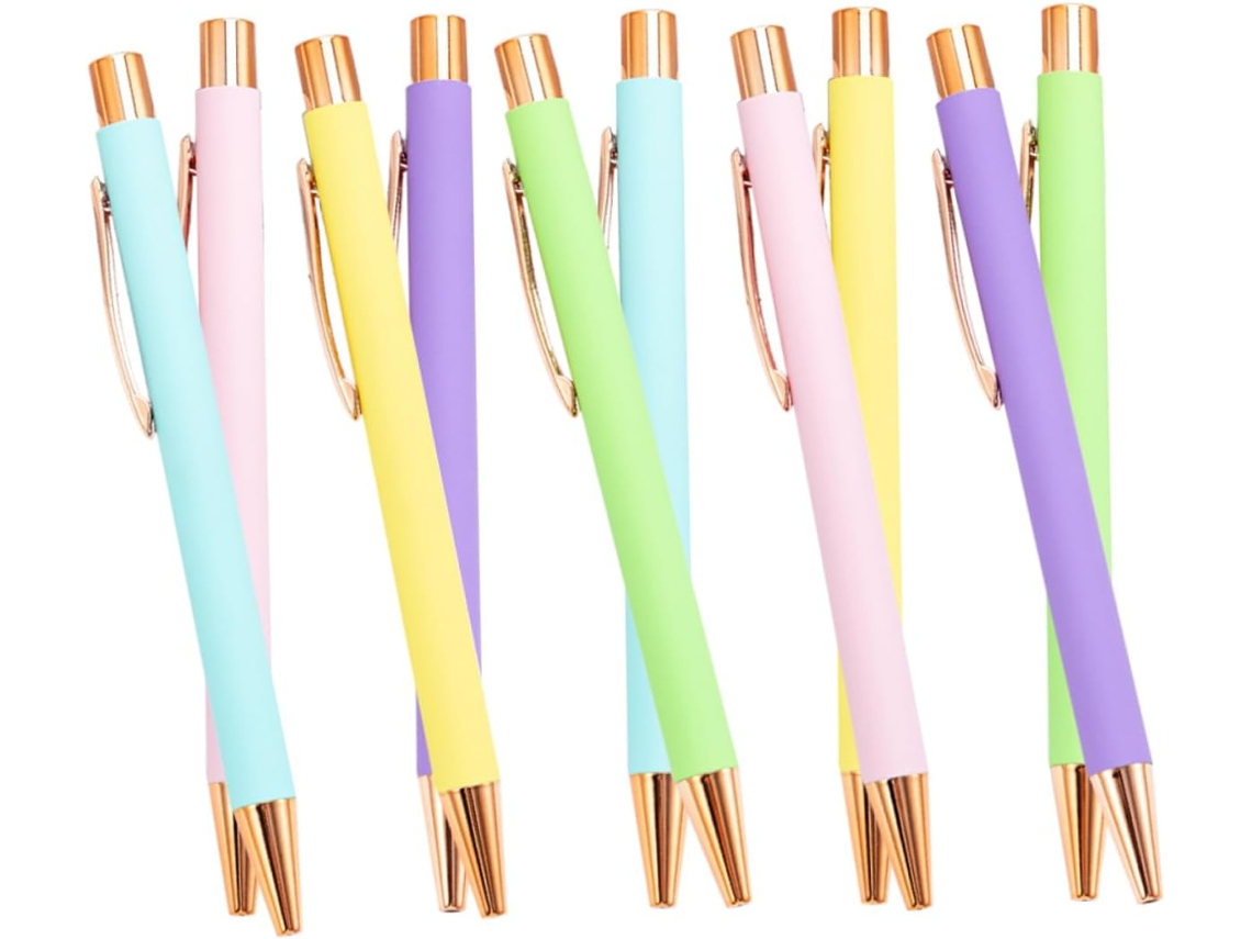 Conjunto De 10 Canetas Esferográficas Retráteis Em Cores Sortidas.