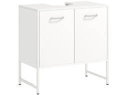 Móvel Sob Lavatório BTFORUS para banheiro com 2 portas de fecho suave e prateleira ajustável, branco