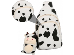 Bolsa Transversal Feminina, Mini Bolsa De Lona Com Adorável Pingente De Vaquinha De Pelúcia Bolsa Transversal Feminina, Mini Bolsa De L Gokoco