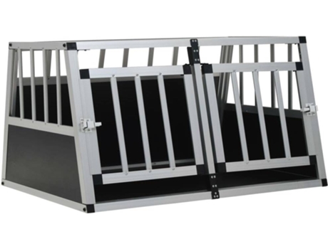 Transportadora para Cães  Porta Dupla (Cinzento - 89x69x50cm - Alumínio - L - Porte Grande)