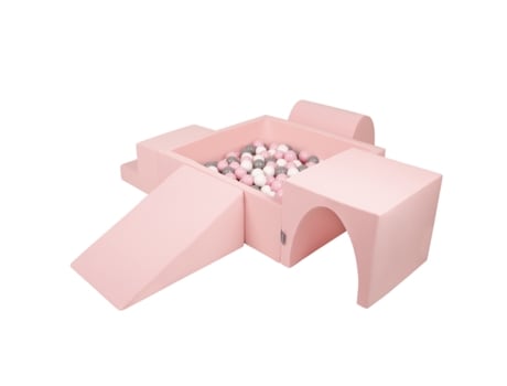 KIDDYMOON Cercadinho de Espuma com Bola Quadrada Banheira 200 Bolas Fosso de Bolas para Bebês Rosa: Branco/Cinzento/Rosa KIDDYMOON