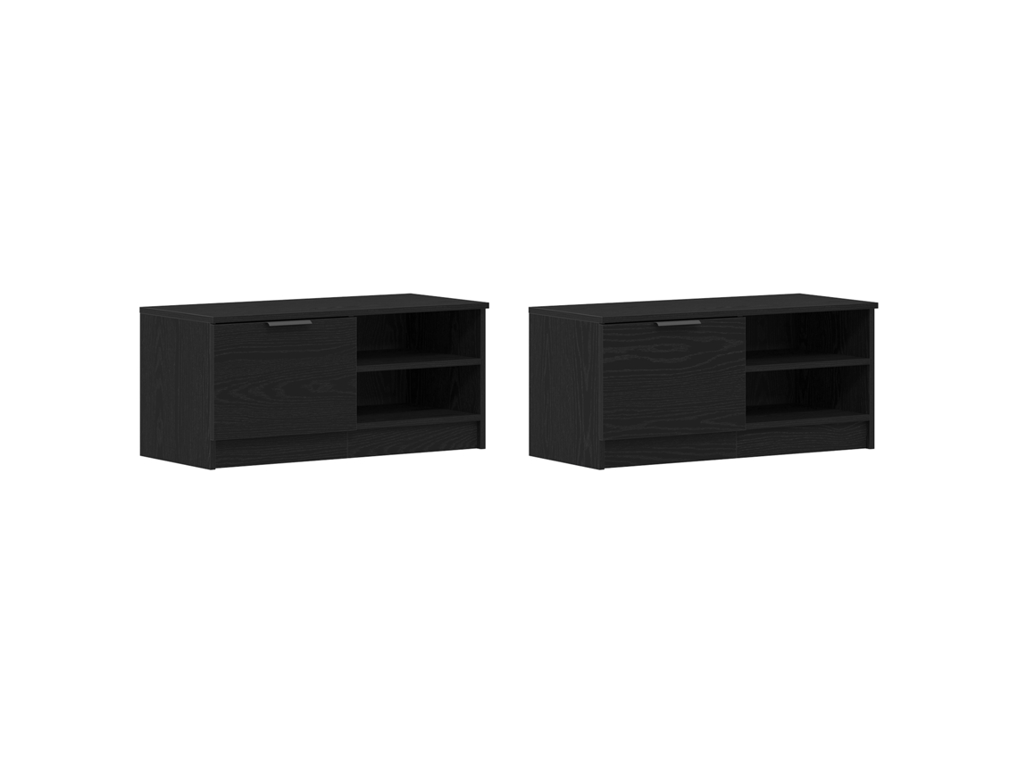 Conjunto 2 Gabinete Para Tv Vidaxl Preto Derivados De Madeira (80 X 35 X 36,5 Cm)