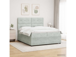Vidaxl Cama Box Com Led E Colchão Cinzento-claro 200 X 200 Cm Veludo
