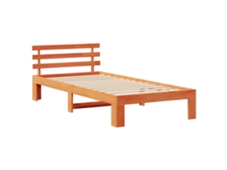 Conjunto 1 Estrutura De Cama Moderna Vidaxl Castanho Madeira De Pinho Maciça (80 X 200 Cm)