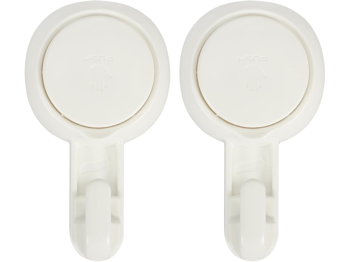 Conjunto De 2 Ganchos Banheiro Com Ventosa Em Abs Branco, Reutilizáveis