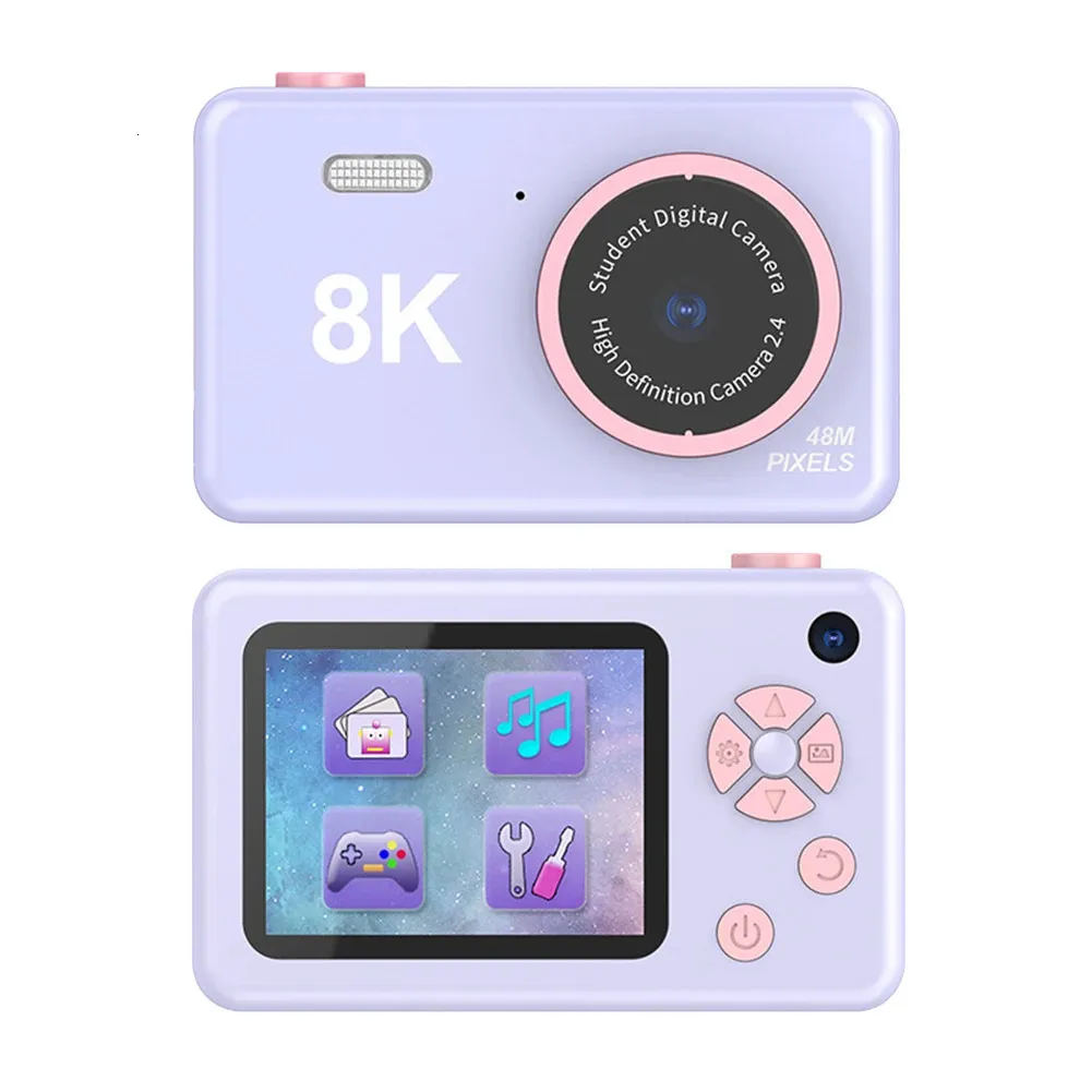 Câmera Digital H4 Hd 8k Compacta De 2.4 Polegadas Frontal E Traseira Com Dois Ccds. Roxa Gertiz