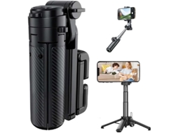Mini Bastão de Selfie Multifuncional 4 em 1 com Tripé e Controle Remoto Bluetooth, Tamanho de Bolso Retrátil JYTGALX (preto)