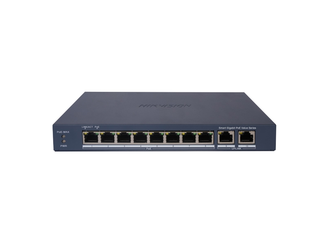 Switch Hikvision Poe Managed 8x Poe 802.3af/at 2x Uplink Rj45 Azul