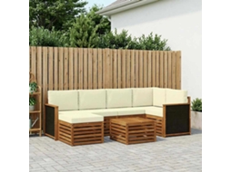 Vidaxl Conjunto De Sofás Para Exterior 6 Unid. Natural E Creme