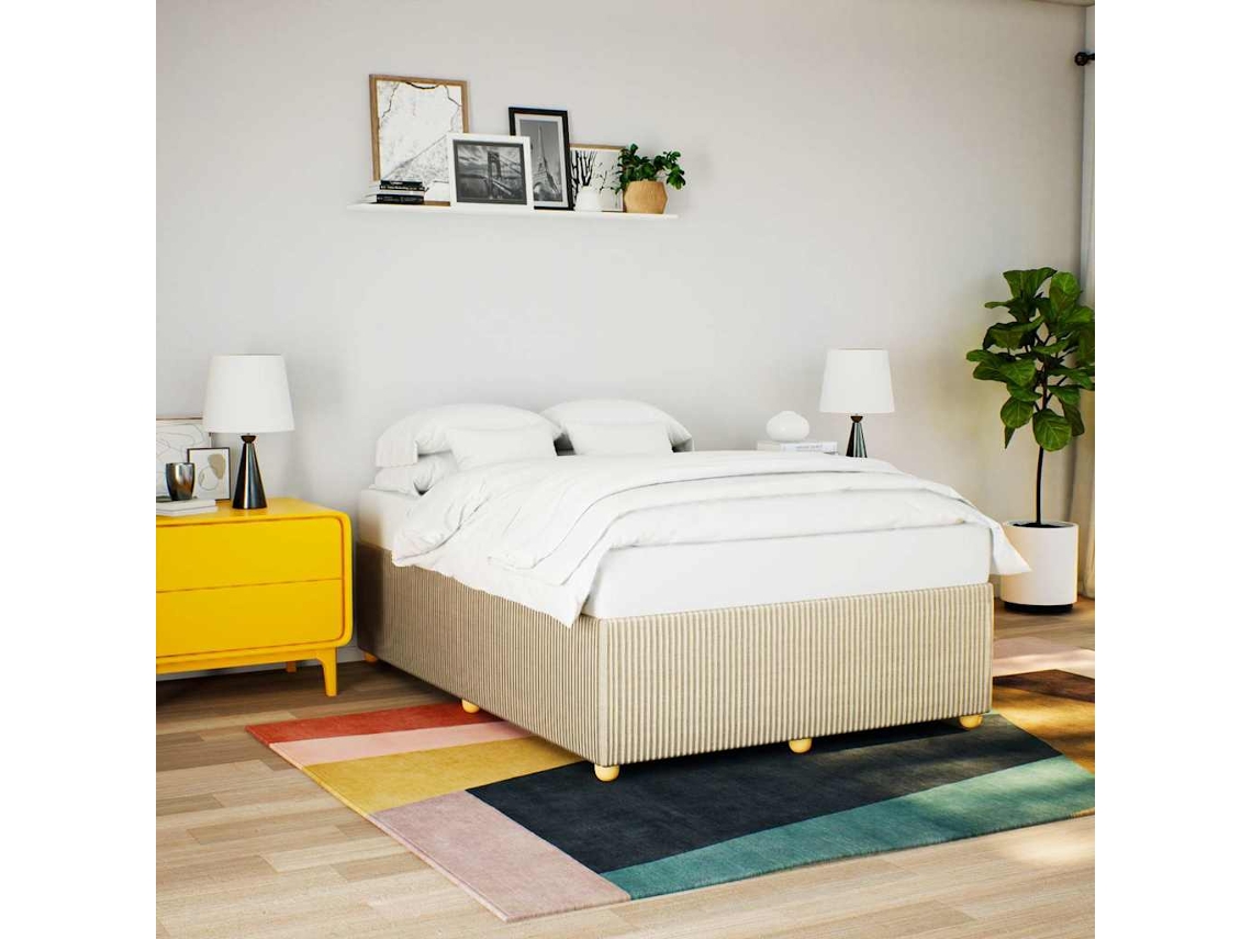 Vidaxl Estrutura De Cama Sem Colchão 160x200 Cm Tecido Cor Creme
