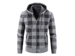 2026 chaqueta com Capuz de Quadros Grossa para Homens Mystdiy de Tecido Grosso e Estilo Solto
