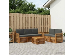 Vidaxl Conjunto De Sofás Para Exterior 6 Unid. Natural E Antracite