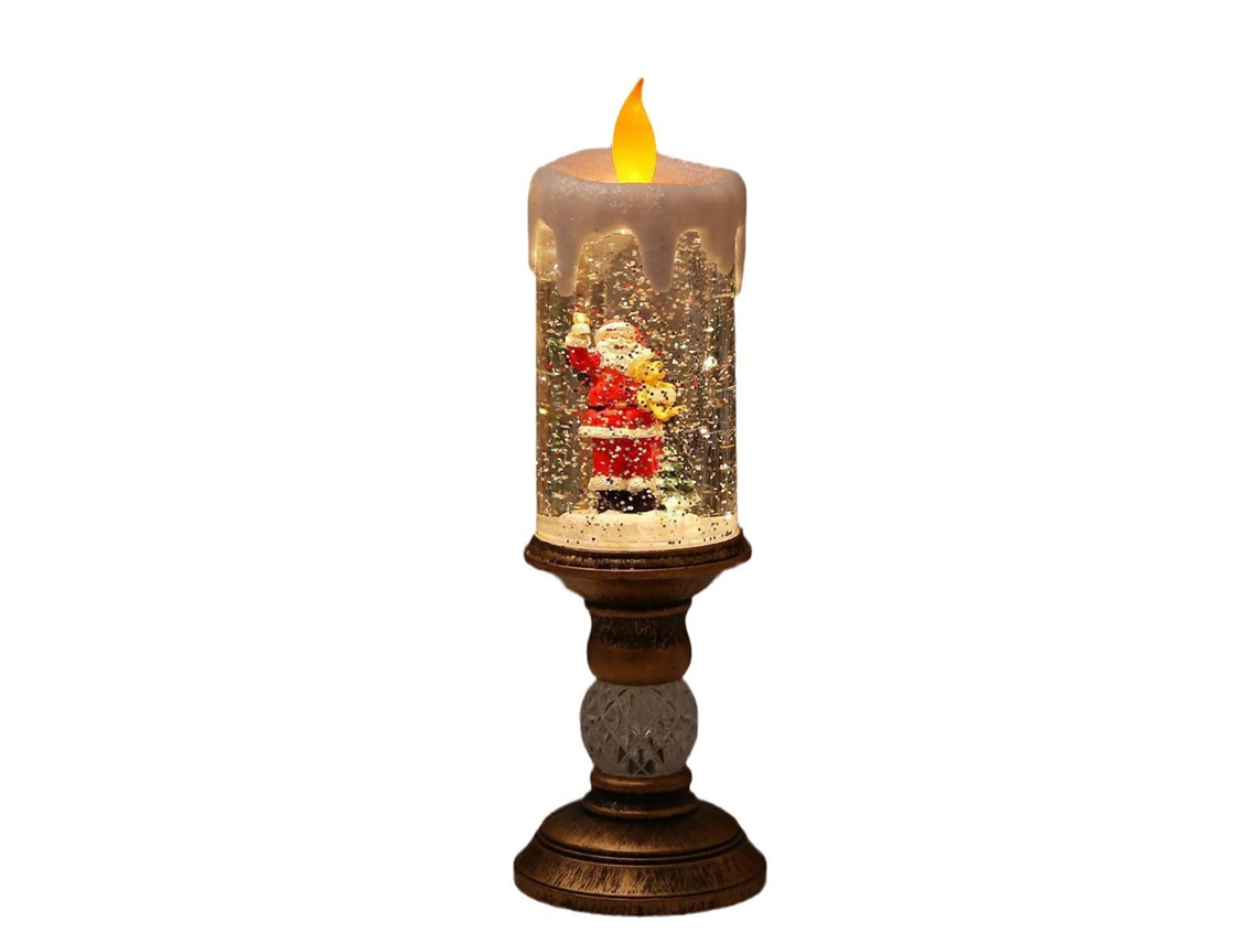 Laxiscreed Vela De Injeção De Água Natal Com Cena Interior E Ornamento De Mesa