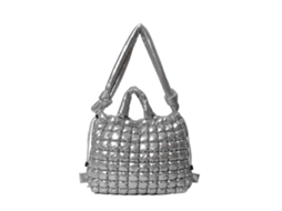 Bolsa De Ombro Acolchoada Para Mulheres E Homens, Moderna E Leve, Com Grande Capacidade E Cordão De Ajuste, Na Cor Prata.