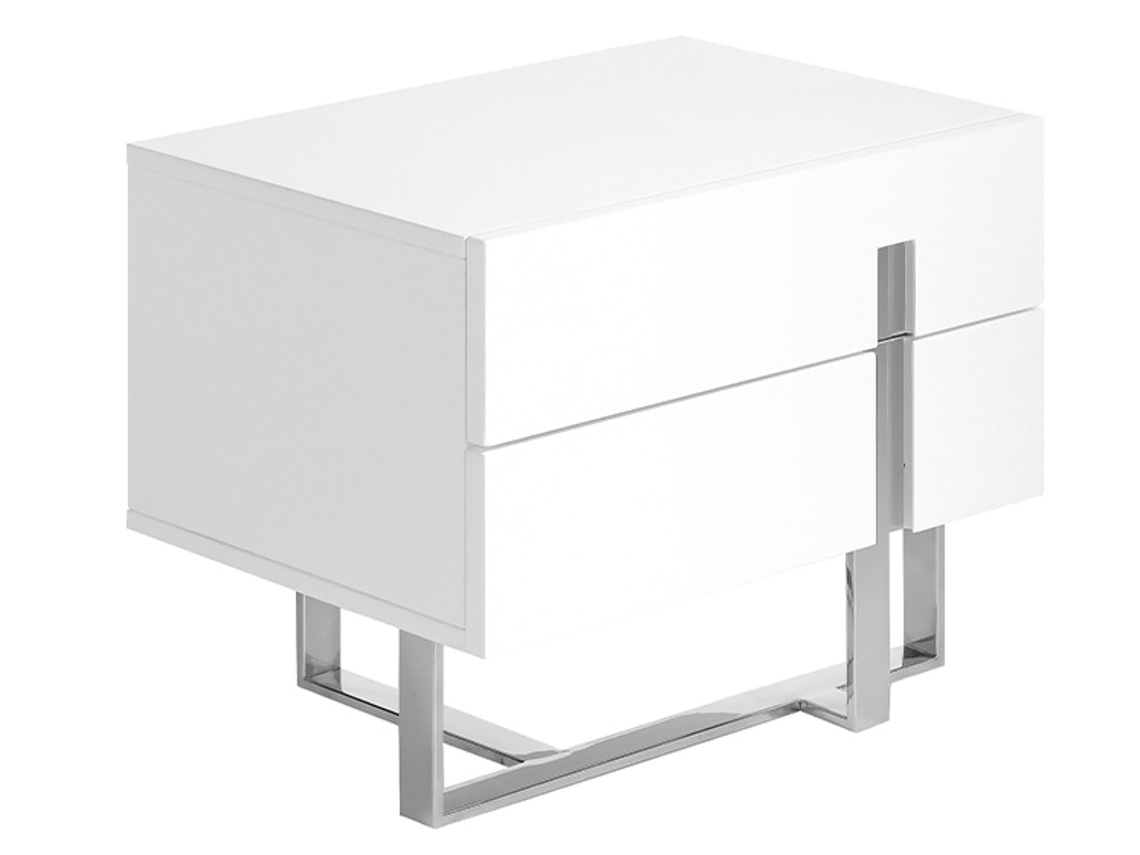 Mesa de Cabeceira ANGEL CERDÁ 7003 (Branco, Crómio Aço Inoxidável - 60 x 42 x 45 cm)