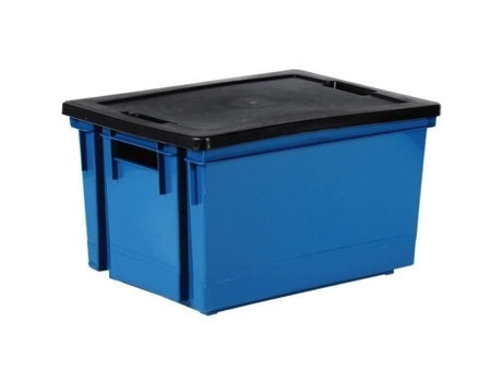 Caixa De Armazenamento Eda 10 L Plástico Tampa De Encaixe Mineral Azul E Preto Eda Plastique