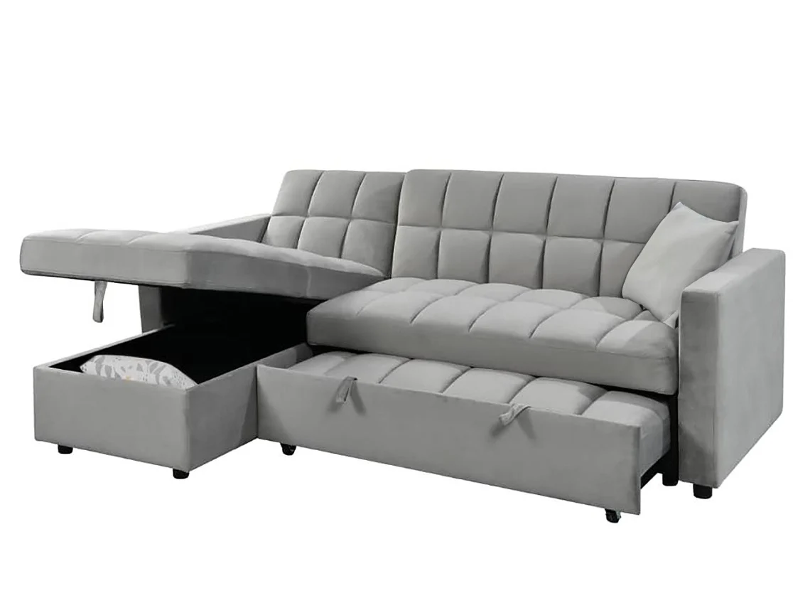 Sofá Cama Chaise Longue Kris 210cm Preto Saldosystocks