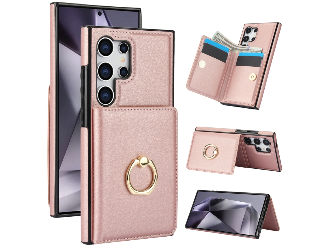 Capa Hexinyigjly Para Samsung S26 Ultra Com Porta Cartões Rosa Ouro