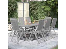 Vidaxl 9 Pcs Conjunto De Jantar Para Jardim Madeira De Acácia Maciça